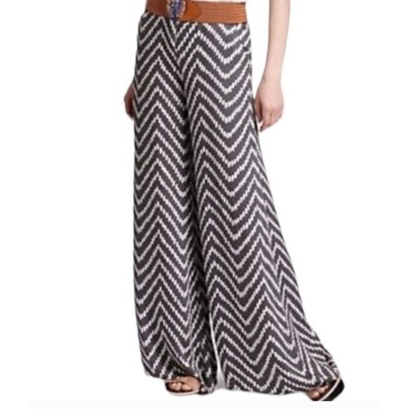 Anthropologie Cartonnier Wide Leg Palazzo Flare Pants Size 6 Pockets Side Zip - Picture 2 of 3